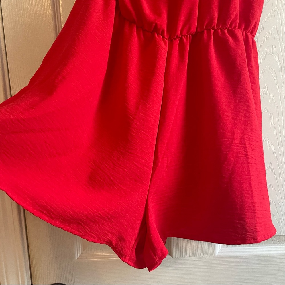 BiBi One-Shoulder Red Romper - Picture 4 of 9